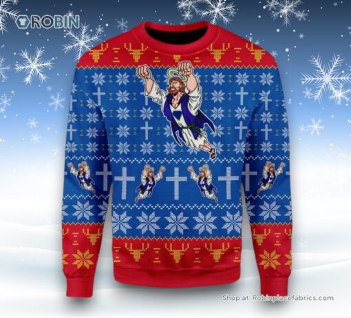 Super Jesus Ugly Christmas Sweater For Men & Women Adult, Christian Sweater, God Gift