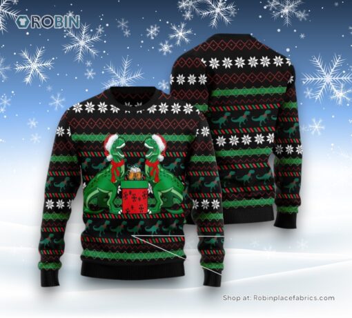 T Rex Drink Ugly Christmas Sweatshirt, Sweater
