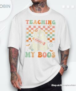 Teacher Cute Ghost Groovy Teacher Halloween Teaching My Boos Shirt