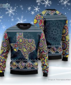 Texas Blue Mandala Ugly Christmas Sweater