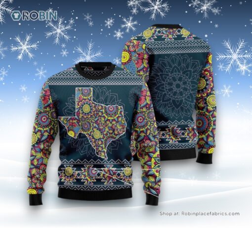 Texas Blue Mandala Ugly Christmas Sweater