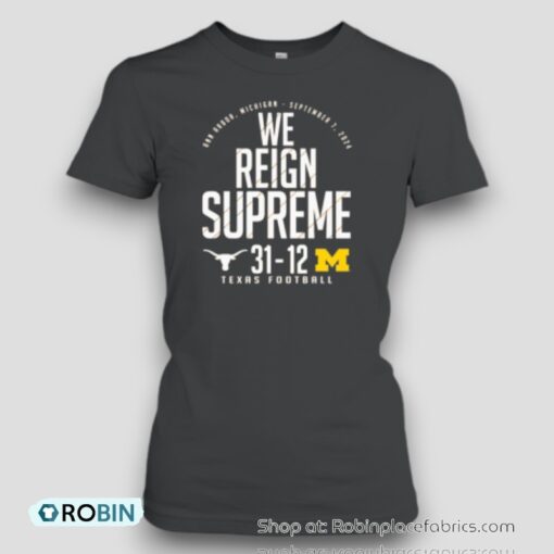 Texas Longhorns Vs. Michigan Wolverines Score We Reign Supreme Unisex Shirt