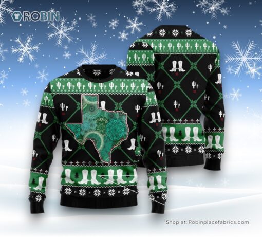 Texas Usa Symbols Pattern Ugly Christmas Sweater