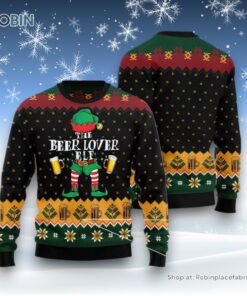 The Beer Lover Elf Ugly Christmas Sweatshirt, Sweater