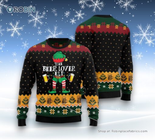 The Beer Lover Elf Ugly Christmas Sweatshirt, Sweater