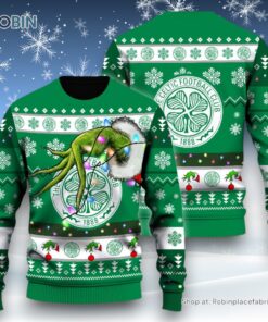 The Celtic Football Club 1888 Grinch Hand Design Sweater and Sweatshirt