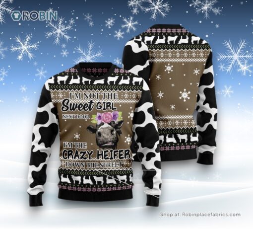 The Crazy Heifer Ugly Christmas Sweatshirt, Sweater