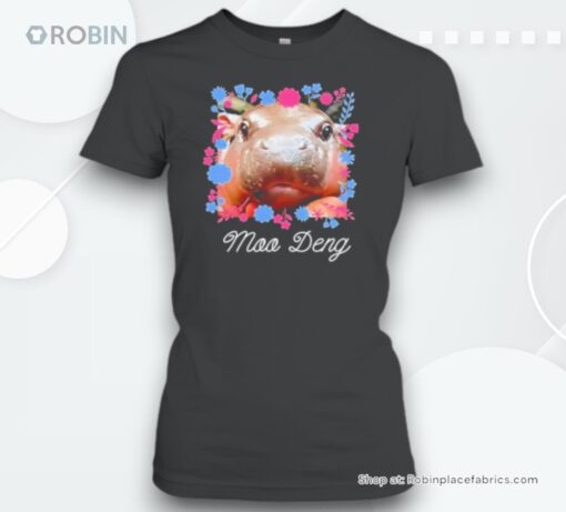 The Cute Baby Hippo Moo Deng Bouncy Pig In Thai Picture Unisex Shirt