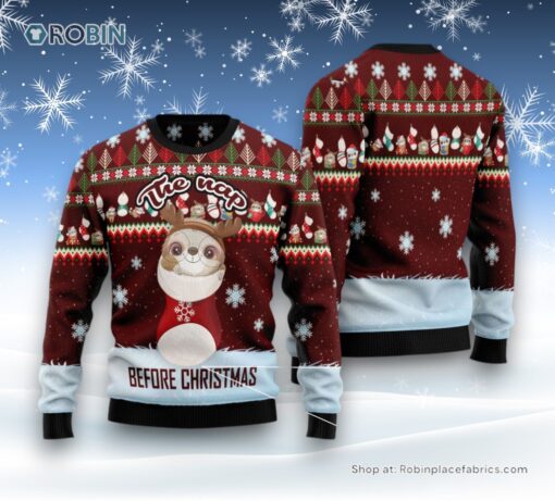 The Nap Before Christmas Sloth Ugly Christmas Sweater