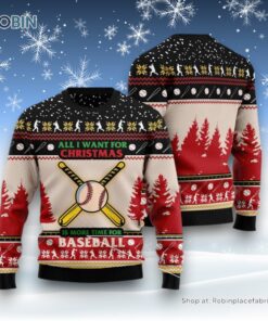 Time For Baseball Ugly Christmas Sweater