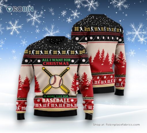 Time For Baseball Ugly Christmas Sweater