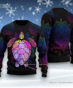 Turtle Purple Mandala Ugly Christmas Sweater