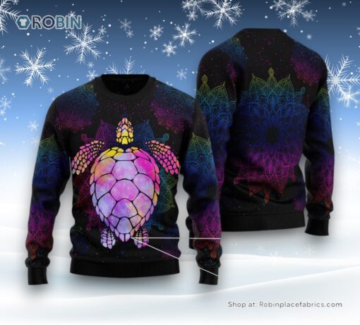 Turtle Purple Mandala Ugly Christmas Sweater