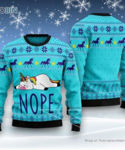 Unicorn Nope Ugly Christmas Sweater