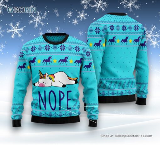 Unicorn Nope Ugly Christmas Sweater