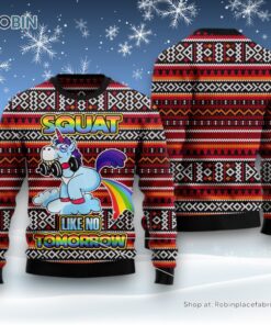 Unicorn Squat Like No Tomorrow Ugly Christmas Sweatshirt, Sweater