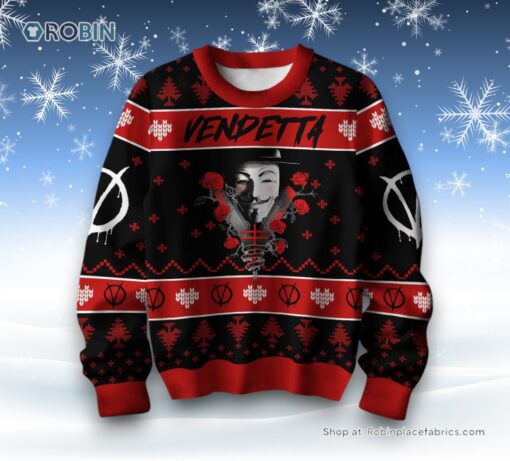 V for Vendetta Ugly Sweater and Sweatshirt