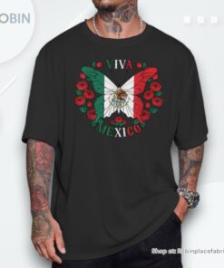 Viva Mexico Butterfly Rose Women Mexican Independence Shirt Viva Mexico Butterfly Rose Women Mexican Independence Shirt