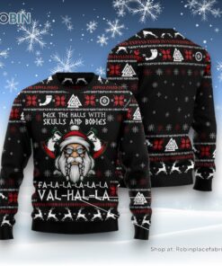 Viking Deck The Halls With Skulls Ugly Christmas Sweatshirt, Sweater