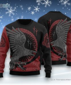 Viking Raven Ugly Christmas Sweatshirt, Sweater Viking Raven Ugly Christmas Sweatshirt, Sweater