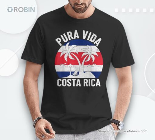 Vintage Costa Rica Flag Pura Vida Beach Summer Vacation Shirt