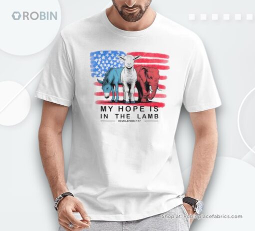 Vintage My Hope Is In The Lamb Christian God Jesus Usa Flag Shirt