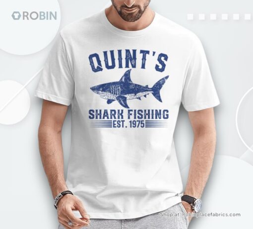 Vintage Quint’s Shark Fishing 1975 Retro Fisher Birthday Shirt