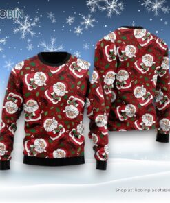 Vintage Santa Claus Ditsy Holly Pattern Ugly Christmas Sweater For Men And Women, Christmas Gift