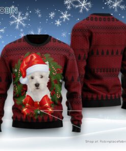 Welsh Highland Terrier Wreath Ugly Christmas Sweater