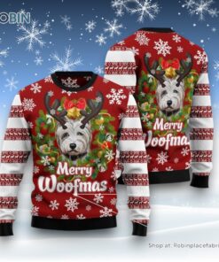 West Highland White Terrier Woofmas Ugly Christmas Sweater
