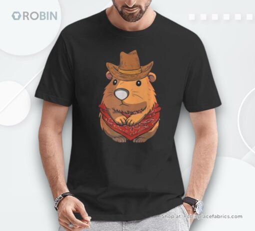 Western Cowboy Capybara Wearing Cowboy Hat Howdy Capy Shirt
