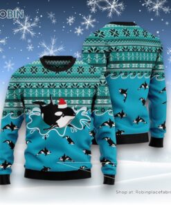 Whale Santa Claus Ugly Christmas Sweater