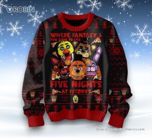 Where Fantasy & Fun Coome To Life Five Nights At Freddy’s Ugly Christmas Sweater and Sweatshirt