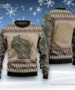 Wisconsin Mandala Cute Ugly Christmas Sweater