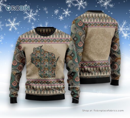 Wisconsin Mandala Cute Ugly Christmas Sweater