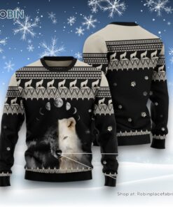 Wolf Day And Night Ugly Christmas Sweater