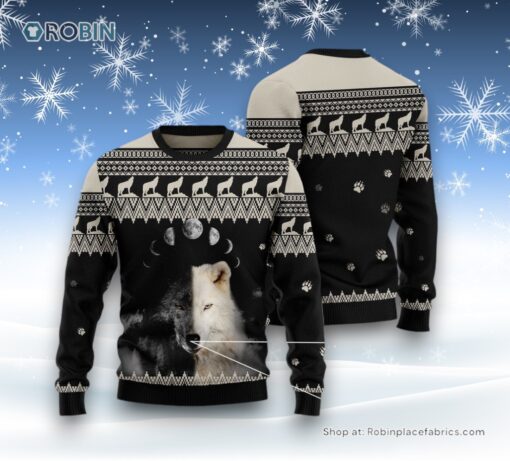 Wolf Day And Night Ugly Christmas Sweater