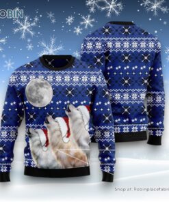 Wolf Howling Moon Ugly Christmas Sweatshirt, Sweater