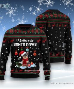Yorkshire Terrier Santa Paw Ugly Christmas Sweater