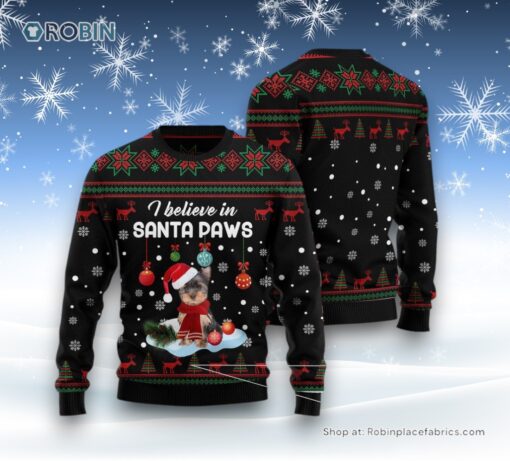 Yorkshire Terrier Santa Paw Ugly Christmas Sweater