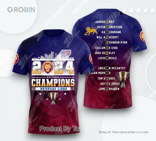 2024 National Champions Brisbane Lions AOP Clothing (Hoodie, Sweatshirt, T Shirt)