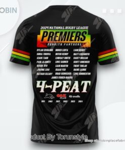 2024 National Ruby League Premiers Penrith Panthers 4 Peat T Shirt