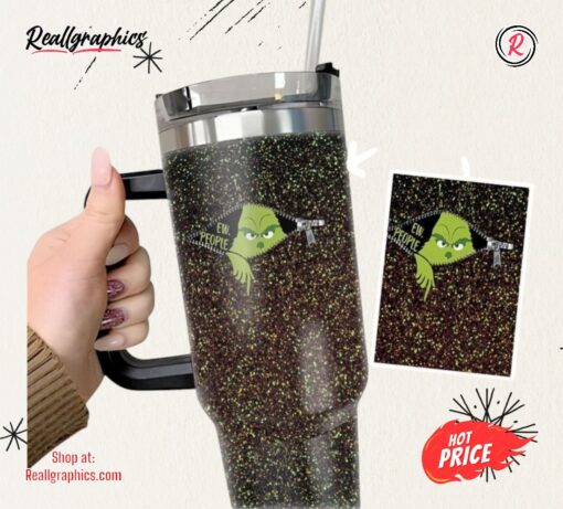 40Oz The Grinch Christmas Tumbler Mean One Green Black Cup Ew People Stainless Steel Stanley Cup 40 Oz Xmas Travel Mugs Merry Grinchmas gift