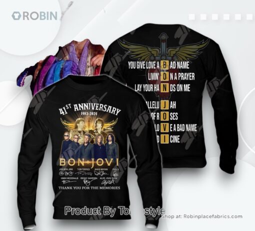 41st Anniversary 1983 2024 Bon Jovi Thank You For The Memories AOP Clothing (Hoodie, Sweatshirt, T Shirt)