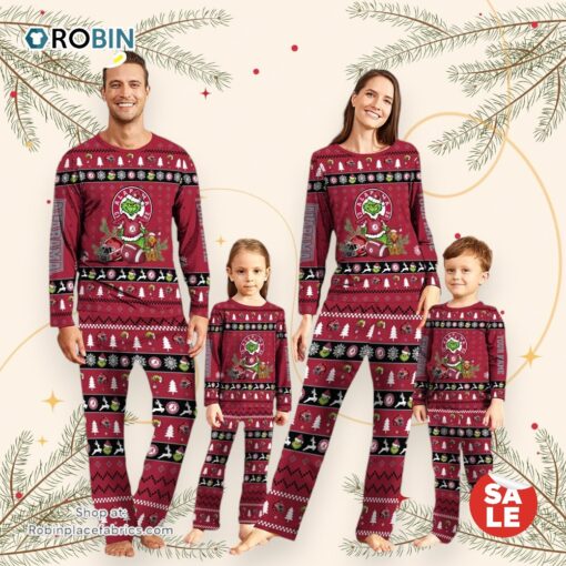 Alabama Crimson Tide NCAA Custom Name Grinch Christmas And Sport Team Pajama Set