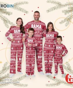 Alabama Crimson Tide NCAA Patterns Essentials Christmas Holiday Family Matching Pajama Sets