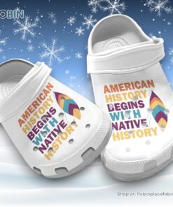 American History Begins With Native History 3D Printed Crocs Shoes