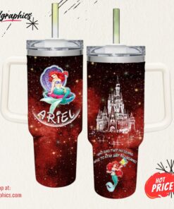 Ariel Castle Glitter Pattern 40oz Tumbler with Handle and Straw Lid Ariel Castle Glitter Pattern 40oz Tumbler with Handle and Straw Lid