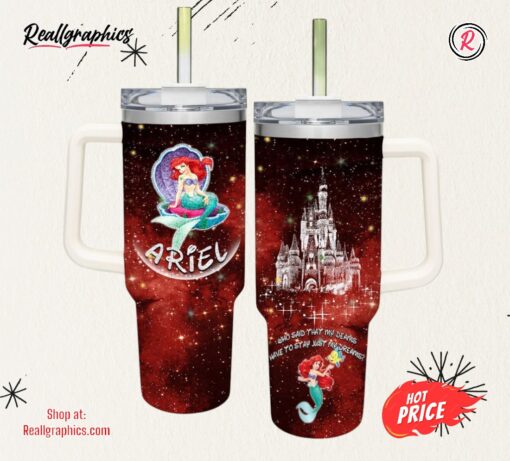 Ariel Castle Glitter Pattern 40oz Tumbler with Handle and Straw Lid