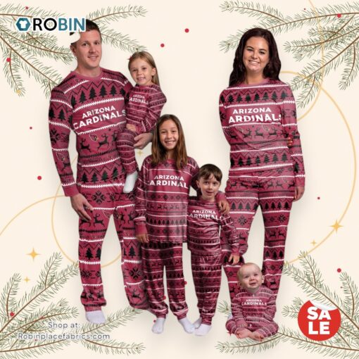 Arizona Cardinals NFL Patterns Essentials Christmas Holiday Family Matching Pajama Sets
